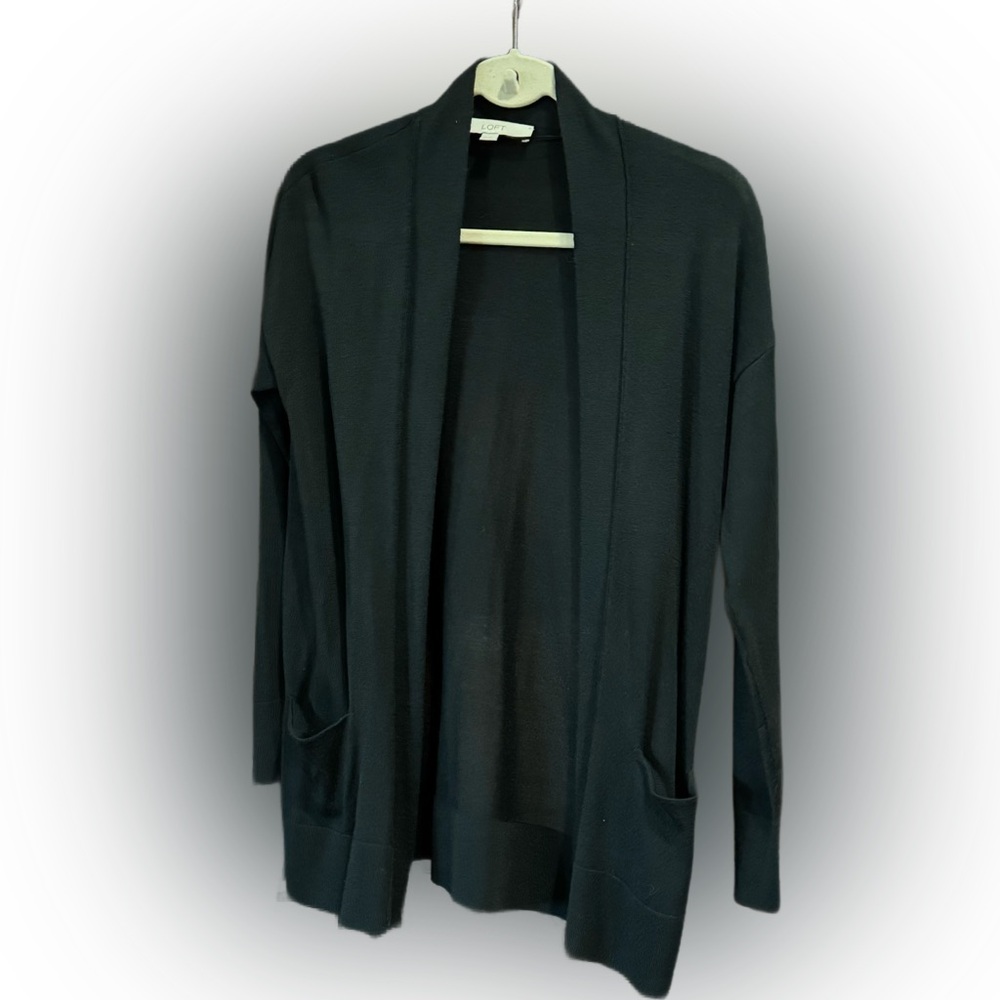 LOFT Black Open Front Cardigan